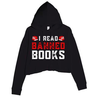 I Read Banned Books Im With The Banned Vintage Retro Crop Fleece Hoodie