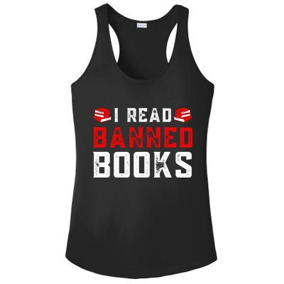 I Read Banned Books Im With The Banned Vintage Retro Ladies PosiCharge Competitor Racerback Tank