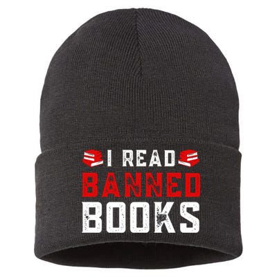 I Read Banned Books Im With The Banned Vintage Retro Sustainable Knit Beanie
