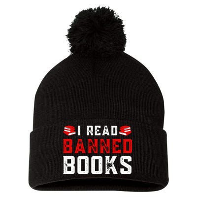 I Read Banned Books Im With The Banned Vintage Retro Pom Pom 12in Knit Beanie