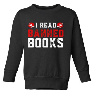 I Read Banned Books Im With The Banned Vintage Retro Toddler Sweatshirt