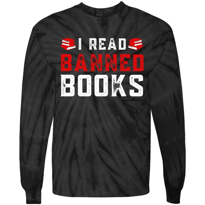 I Read Banned Books Im With The Banned Vintage Retro Tie-Dye Long Sleeve Shirt