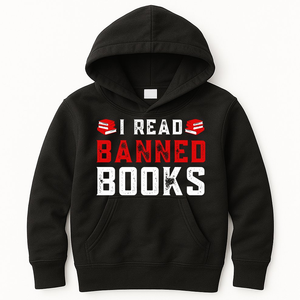 I Read Banned Books Im With The Banned Vintage Retro Kids Hoodie