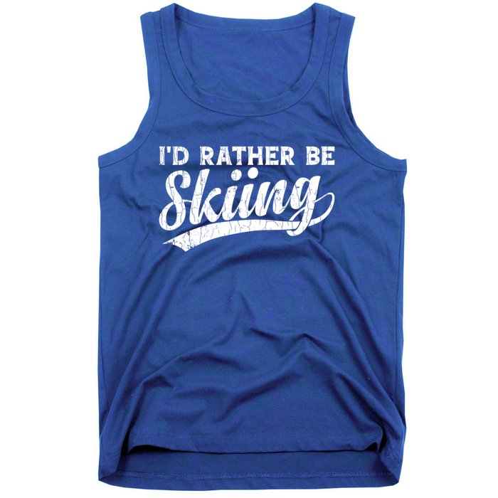 Id Rather Be Skiing Funny Vintage Retro Ski Skier Graphic Cute Gift Tank Top