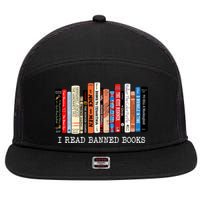 I Read Banned Books Week Librarian Freadom Reader Nerd Gift 7 Panel Mesh Trucker Snapback Hat