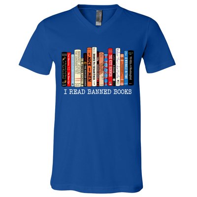 I Read Banned Books Week Librarian Freadom Reader Nerd Gift V-Neck T-Shirt