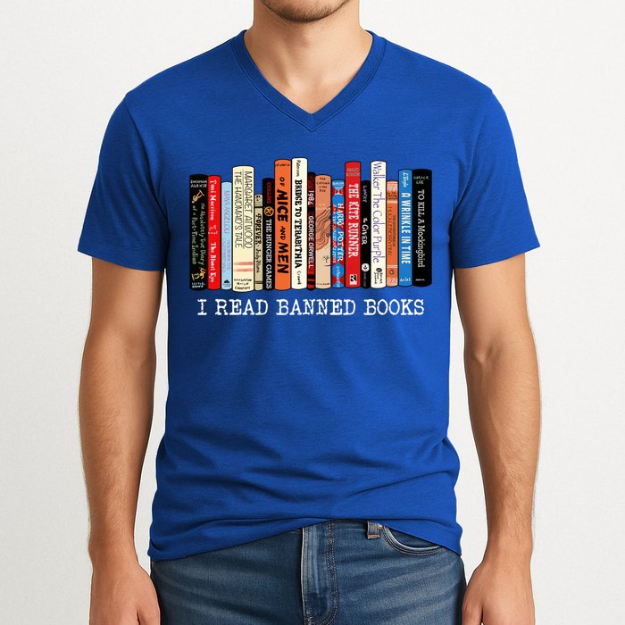 I Read Banned Books Week Librarian Freadom Reader Nerd Gift V-Neck T-Shirt