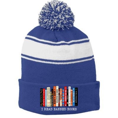 I Read Banned Books Week Librarian Freadom Reader Nerd Gift Stripe Pom Pom Beanie