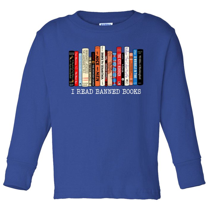 I Read Banned Books Week Librarian Freadom Reader Nerd Gift Toddler Long Sleeve Shirt