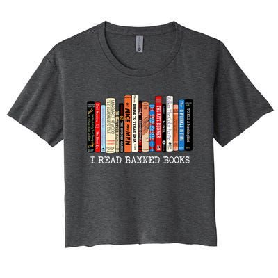 I Read Banned Books Week Librarian Freadom Reader Nerd Gift Women's Crop Top Tee