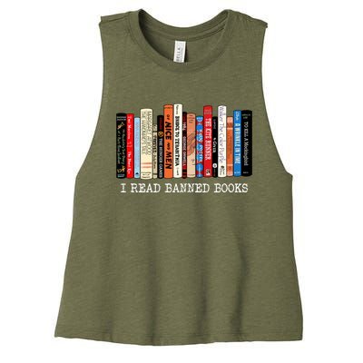 I Read Banned Books Week Librarian Freadom Reader Nerd Gift Women's Racerback Cropped Tank