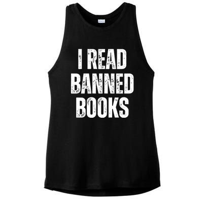 I Read Banned Books Im With The Banned Vintage Retro Ladies PosiCharge Tri-Blend Wicking Tank