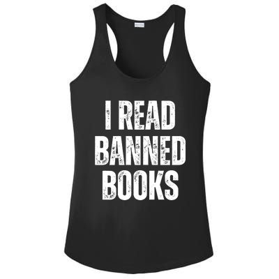 I Read Banned Books Im With The Banned Vintage Retro Ladies PosiCharge Competitor Racerback Tank