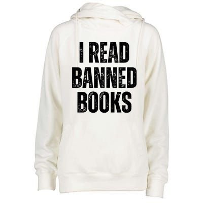 I Read Banned Books Im With The Banned Vintage Retro Womens Funnel Neck Pullover Hood