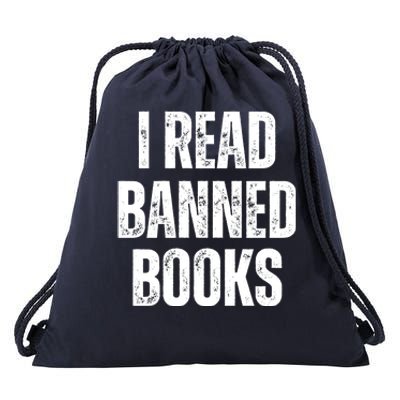 I Read Banned Books Im With The Banned Vintage Retro Drawstring Bag