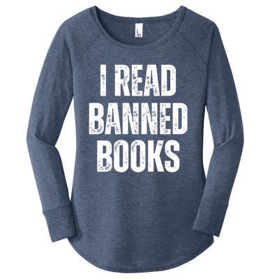 I Read Banned Books Im With The Banned Vintage Retro Women's Perfect Tri Tunic Long Sleeve Shirt