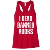 I Read Banned Books Im With The Banned Vintage Retro Women's Racerback Tank