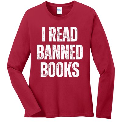 I Read Banned Books Im With The Banned Vintage Retro Ladies Long Sleeve Shirt