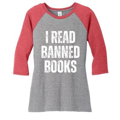 I Read Banned Books Im With The Banned Vintage Retro Women's Tri-Blend 3/4-Sleeve Raglan Shirt