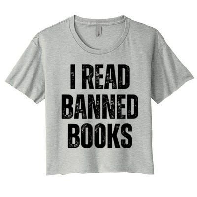 I Read Banned Books Im With The Banned Vintage Retro Women's Crop Top Tee