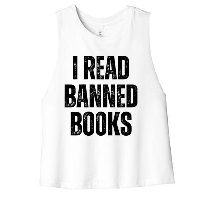 I Read Banned Books Im With The Banned Vintage Retro Women's Racerback Cropped Tank