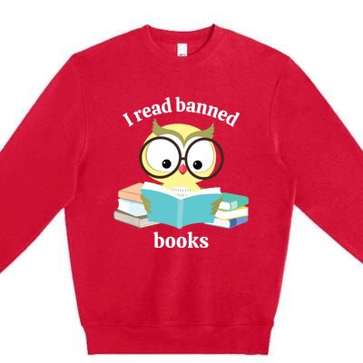 I Read Banned Books Week Librarian Reader Owl Premium Crewneck Sweatshirt