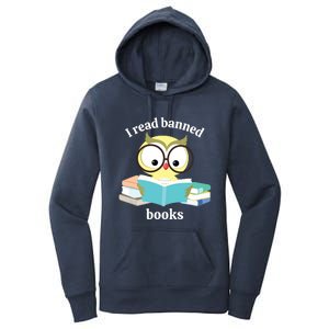 I Read Banned Books Week Librarian Reader Owl Women's Pullover Hoodie