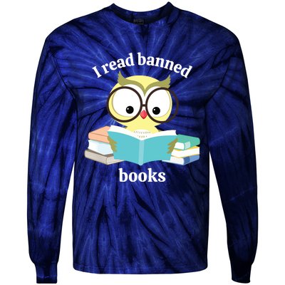 I Read Banned Books Week Librarian Reader Owl Tie-Dye Long Sleeve Shirt