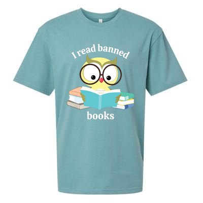 I Read Banned Books Week Librarian Reader Owl Sueded Cloud Jersey T-Shirt