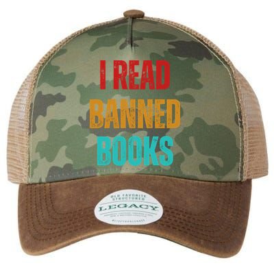 I Read Banned Books Im With The Banned Vintage Retro Legacy Tie Dye Trucker Hat