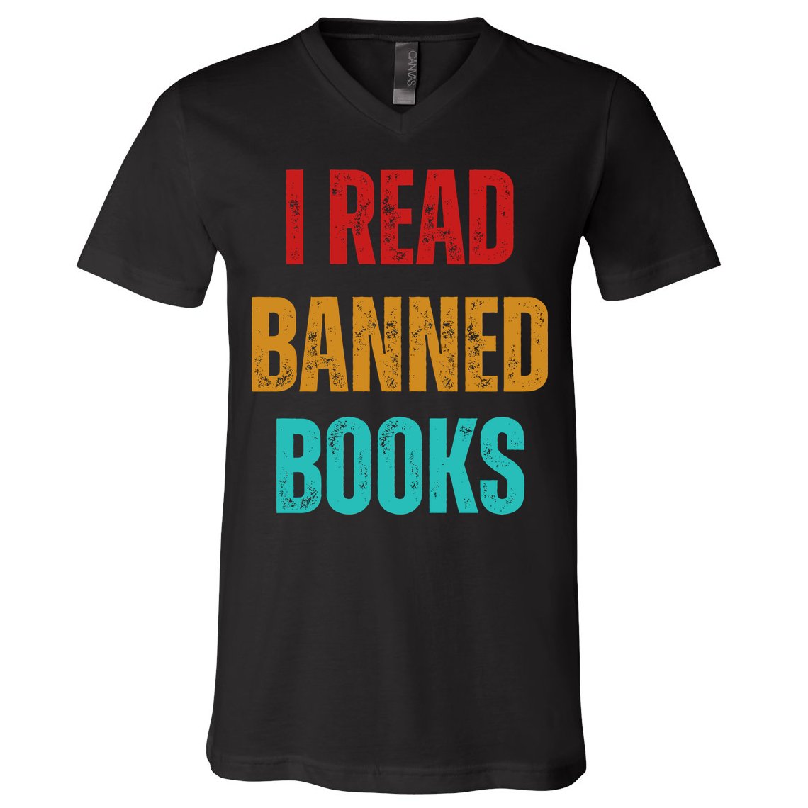 I Read Banned Books Im With The Banned Vintage Retro V-Neck T-Shirt