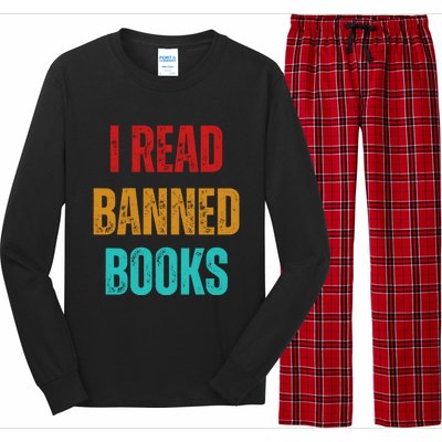 I Read Banned Books Im With The Banned Vintage Retro Long Sleeve Pajama Set