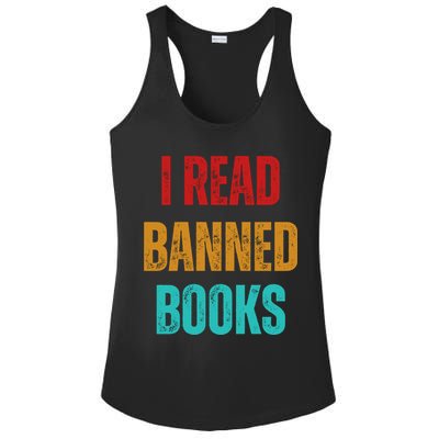 I Read Banned Books Im With The Banned Vintage Retro Ladies PosiCharge Competitor Racerback Tank