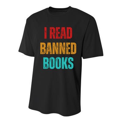 I Read Banned Books Im With The Banned Vintage Retro Youth Performance Sprint T-Shirt