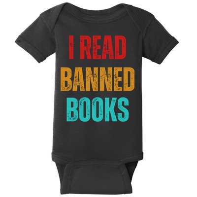 I Read Banned Books Im With The Banned Vintage Retro Baby Bodysuit