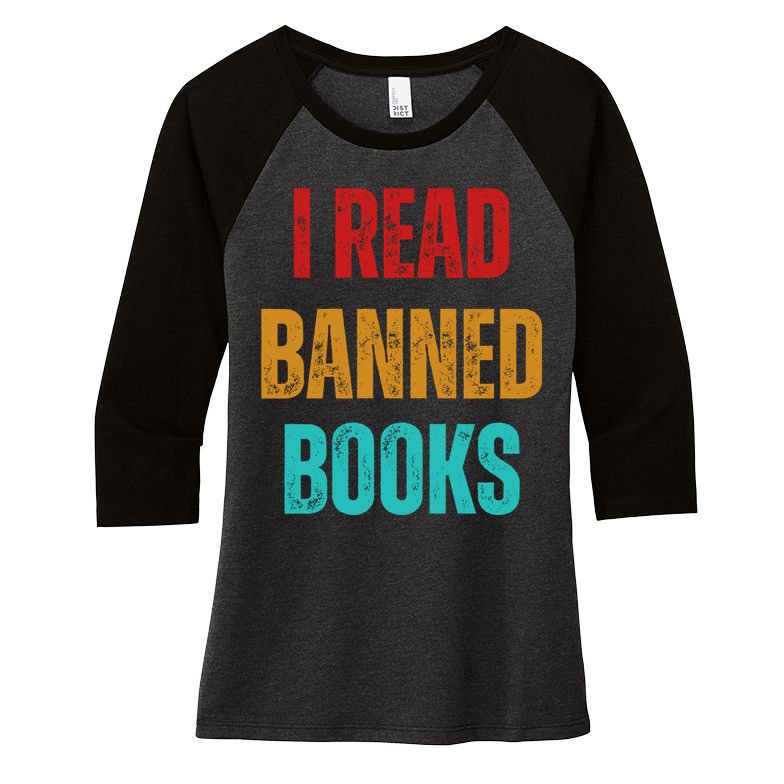 I Read Banned Books Im With The Banned Vintage Retro Women's Tri-Blend 3/4-Sleeve Raglan Shirt