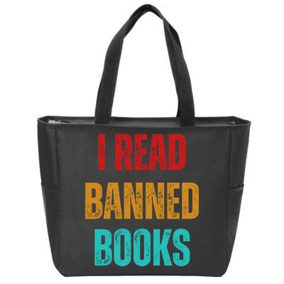 I Read Banned Books Im With The Banned Vintage Retro Zip Tote Bag
