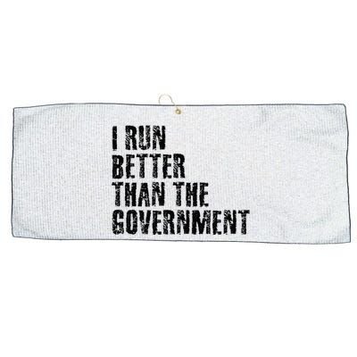 I RUN BETTER THAN THE GOVERNMENT Funny Runner Gift Large Microfiber Waffle Golf Towel