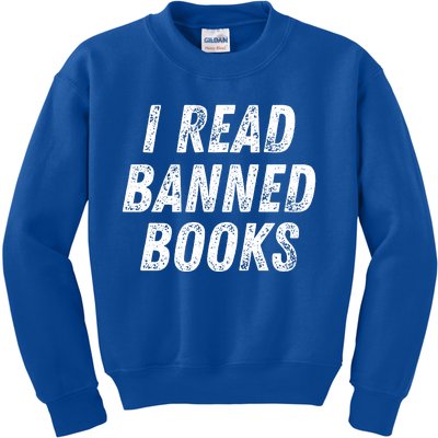 I Read Banned Books Im With The Banned Vintage Retro Kids Sweatshirt