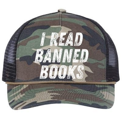 I Read Banned Books Im With The Banned Vintage Retro Retro Rope Trucker Hat Cap