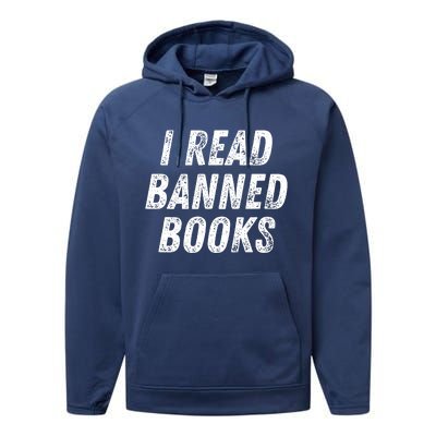 I Read Banned Books Im With The Banned Vintage Retro Performance Fleece Hoodie