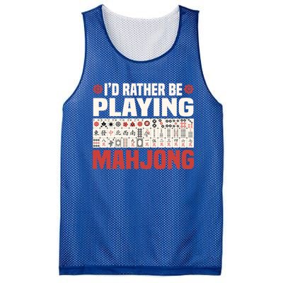 Id Rather Be Playing Mahjong Mahjong Great Gift Mesh Reversible Basketball Jersey Tank