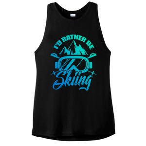 Id Rather Be Skiing Holiday Ski Winter Sport Gift Ladies PosiCharge Tri-Blend Wicking Tank