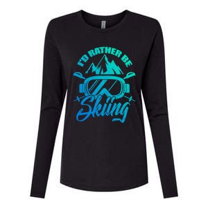 Id Rather Be Skiing Holiday Ski Winter Sport Gift Womens Cotton Relaxed Long Sleeve T-Shirt