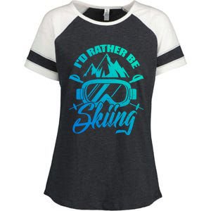 Id Rather Be Skiing Holiday Ski Winter Sport Gift Enza Ladies Jersey Colorblock Tee