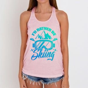 Id Rather Be Skiing Holiday Ski Winter Sport Gift Women's Knotted Racerback Tank