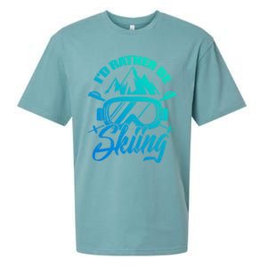 Id Rather Be Skiing Holiday Ski Winter Sport Gift Sueded Cloud Jersey T-Shirt