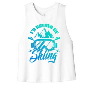 Id Rather Be Skiing Holiday Ski Winter Sport Gift Women's Racerback Cropped Tank