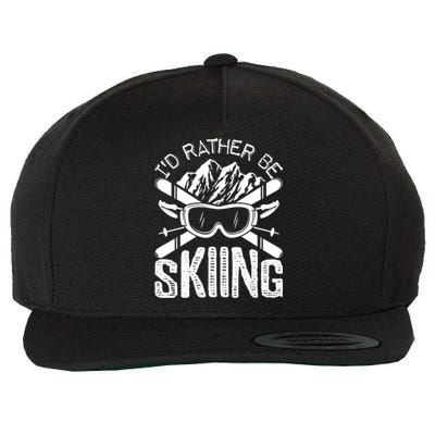 Id Rather Be Skiing Funny Cute Gift Skater Gift Wool Snapback Cap