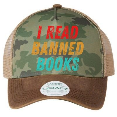 I Read Banned Books Im With The Banned Vintage Retro Legacy Tie Dye Trucker Hat